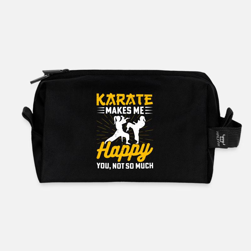 Karate makes me Happy you not so much - Recycled Toiletry Zip Bag - black