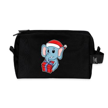 Éléphant avec chapeau de Noël - Trousse de toilette en tissu recyclé - noir - Devant