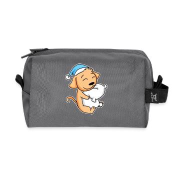 Chien avec oreiller et bonnet somnolent - Trousse de toilette en tissu recyclé - anthracite - Devant