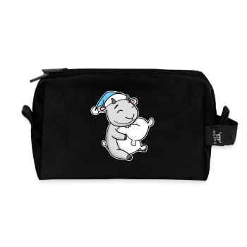 Goat with pillow and sleepy cap - Recycled Toiletry Zip Bag - black - Front