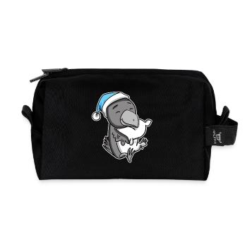 Crow with pillow and sleepy cap - Recycled Toiletry Zip Bag - black - Front