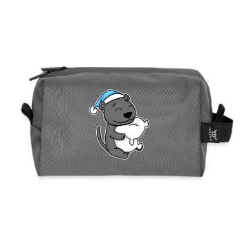 Panthère noire avec oreiller et bonnet somnolent - Trousse de toilette en tissu recyclé - anthracite - Devant
