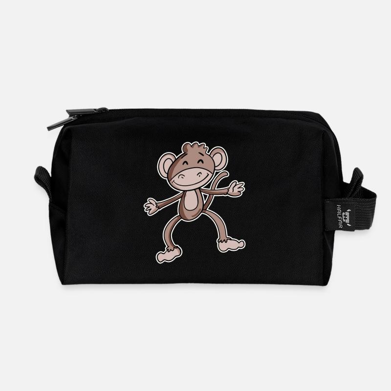 Affe - Recycelte Kulturtasche - Schwarz