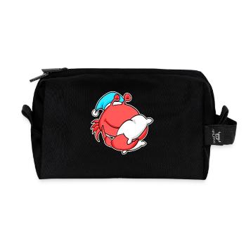 Crab with pillow and sleepy cap - Recycled Toiletry Zip Bag - black - Front