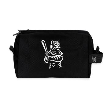 Minimalistische Tiger Baseballspieler Silhouette - Recycelte Kulturtasche - Schwarz - Vorne