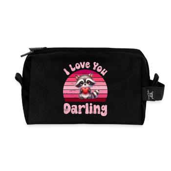 Raccoon I Love You For Couples - Recycled Toiletry Zip Bag - black - Front