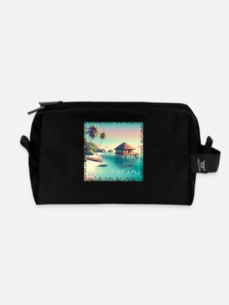 Malediven Reethi Beach – Grunge Urlaubsparadies - Recycelte Kulturtasche - Schwarz