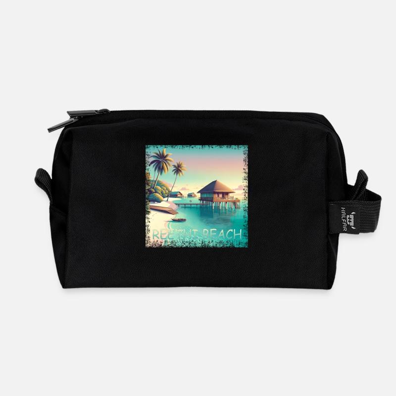 Malediven Reethi Beach – Grunge Urlaubsparadies - Recycelte Kulturtasche - Schwarz