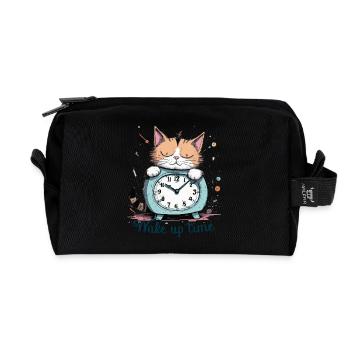 It's time to wake up, cat humor! - Recycled Toiletry Zip Bag - black - Front