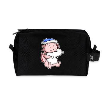 Axolotl with pillow and sleepy cap - Recycled Toiletry Zip Bag - black - Front