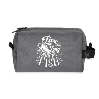 Live Long and Fish - Recycled Toiletry Zip Bag - anthracite - Front