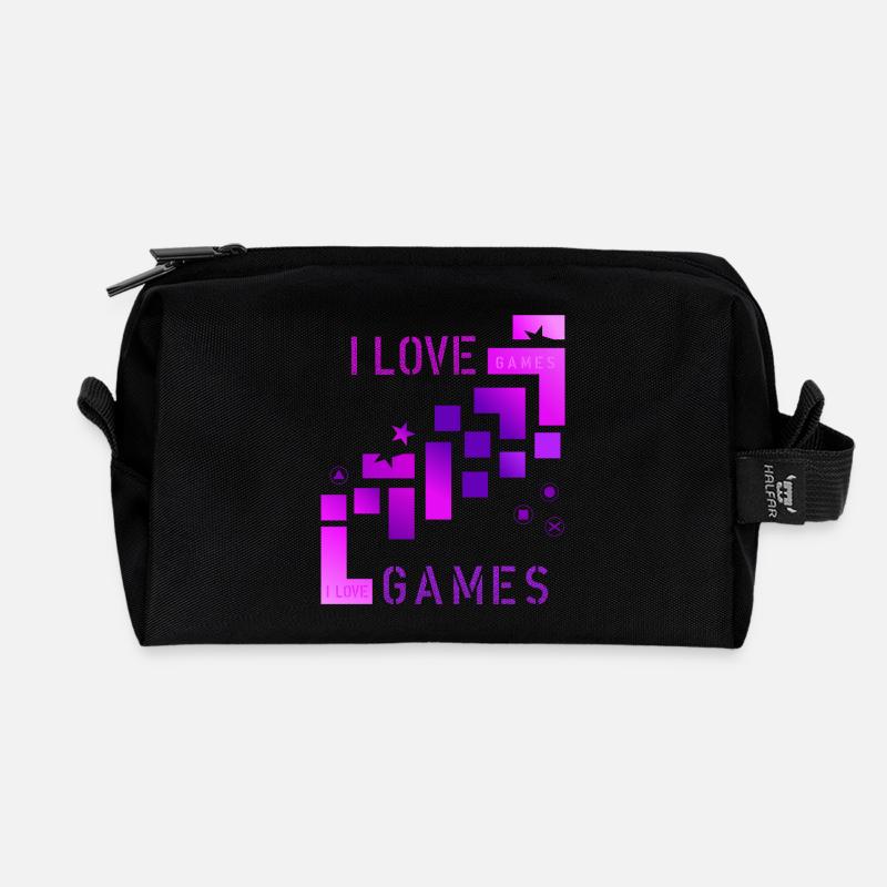 I love games - Recycelte Kulturtasche - Schwarz