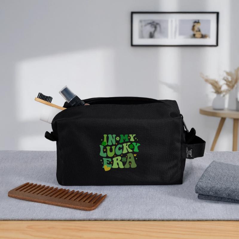 Dans mon ère chanceuse, le trèfle de la Saint-Patrick Trousse de toilette en tissu recyclé