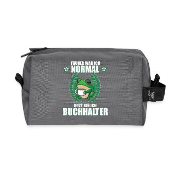 Lustiges Buchhalter Spruch Frosch Kaffee - Recycelte Kulturtasche - Anthrazit - Vorne