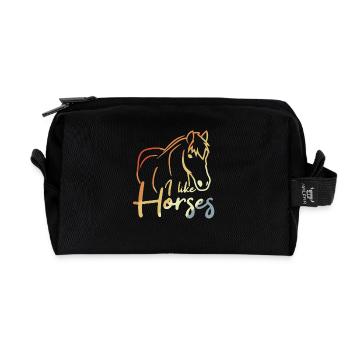 J’aime les chevaux - Trousse de toilette en tissu recyclé - noir - Devant