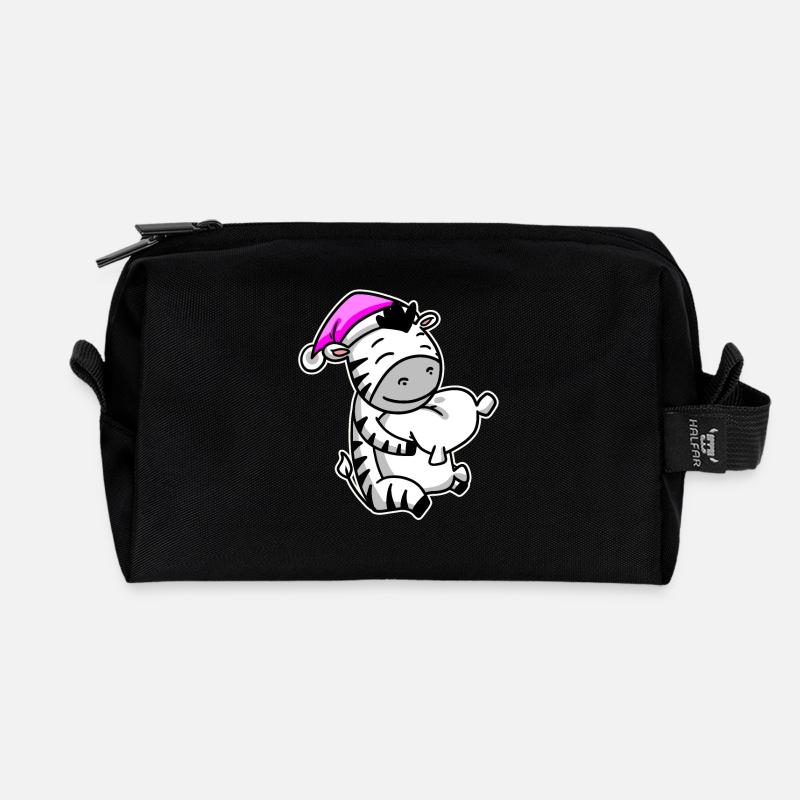 Zebra Müde Ausschlafen Schlafen Mädchen - Recycelte Kulturtasche - Schwarz