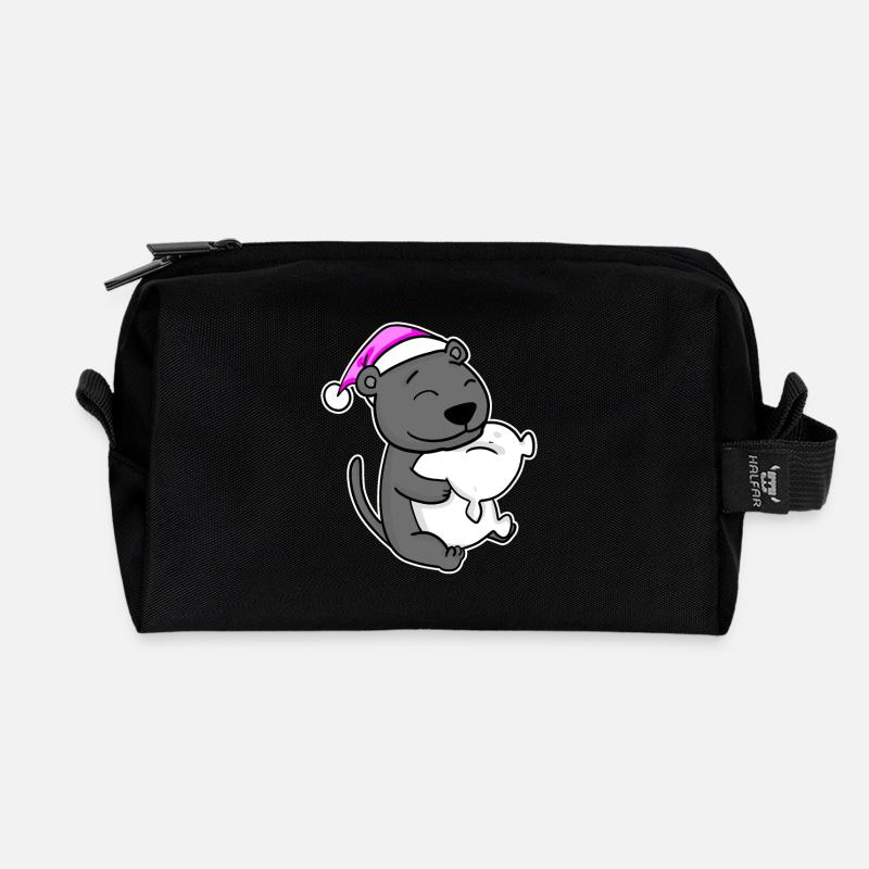 Schwarzer Panther Müde Ausschlafen Schlafen Rosa - Recycelte Kulturtasche - Schwarz