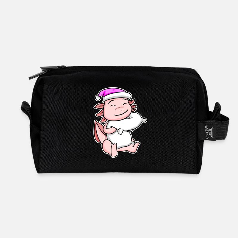 Axolotl Müde Ausschlafen Schlafen Mädchen - Recycelte Kulturtasche - Schwarz