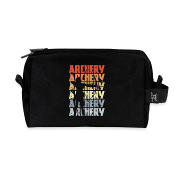 Retro Archer - Recycled Toiletry Zip Bag - black - Front