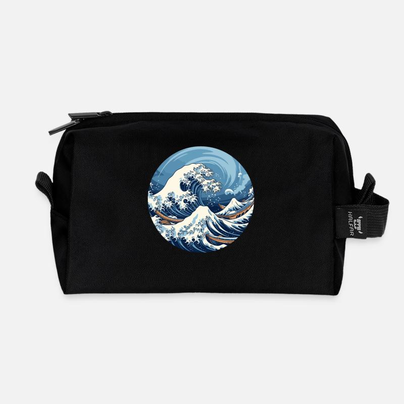 Große Welle The Great Wave Kanagawa - Recycelte Kulturtasche - Schwarz