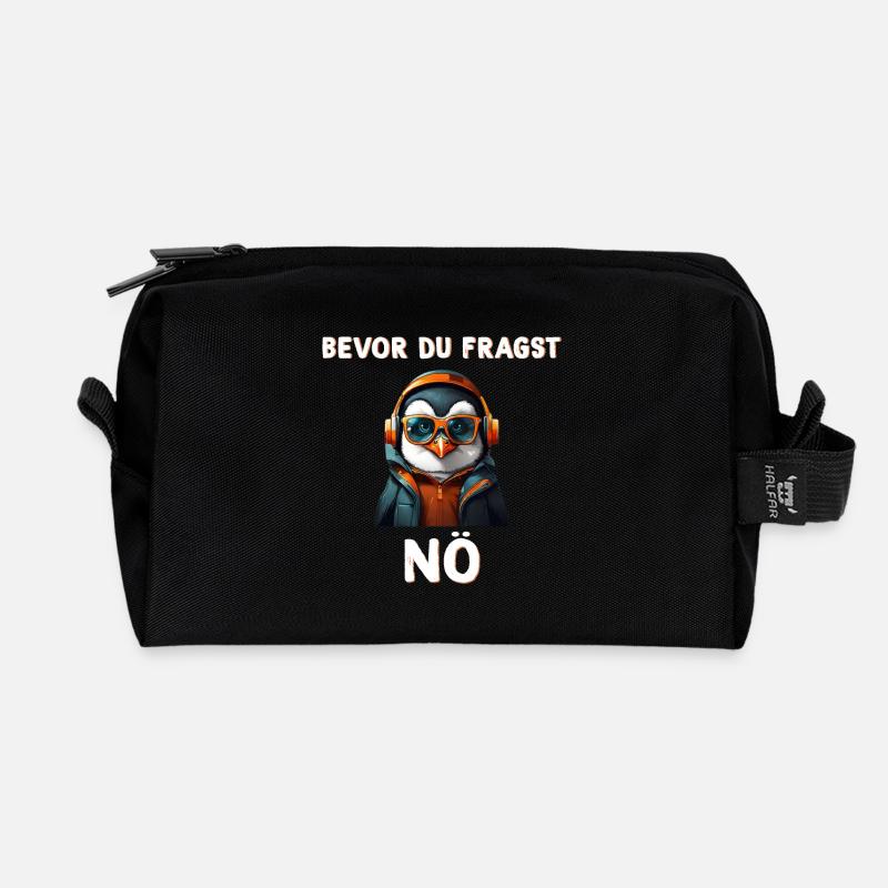 Bevor du fragst Nein, lustiger süßer Pinguin - Recycelte Kulturtasche - Schwarz