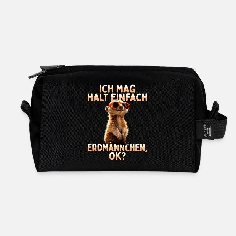 Erdmännchen Süßes Meerkat Ich Mag Halt Erdmännchen - Recycelte Kulturtasche - Schwarz