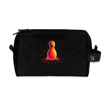 Cartoon Bowling Retrowave - Recycled Toiletry Zip Bag - black - Front