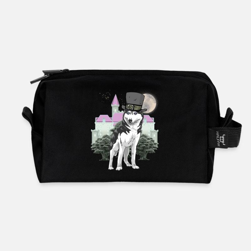 Wolf Fantasy Wölfe Märchenfigur Märchen Schloss - Recycelte Kulturtasche - Schwarz