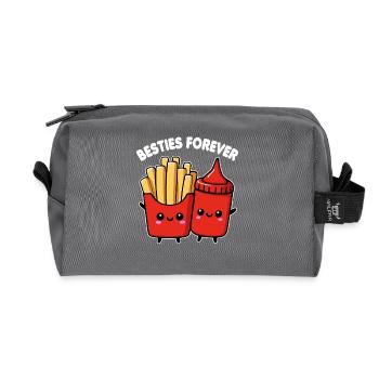 Un ketchup et des frites mignons pour la nourriture - Trousse de toilette en tissu recyclé - anthracite - Devant