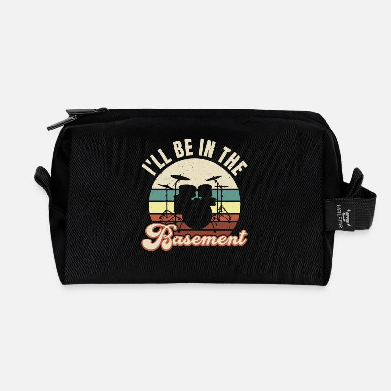 I'LL BE IN THE BASEMENT - Recycled Toiletry Zip Bag - black