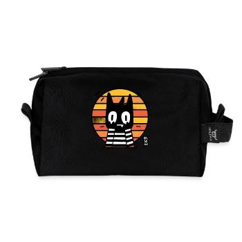 Oh so sad, cool sarcastic retro cat - Recycled Toiletry Zip Bag - black - Front