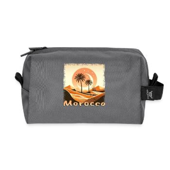 Maroc Sahara Coucher de soleil avec palmier - Trousse de toilette en tissu recyclé - anthracite - Devant