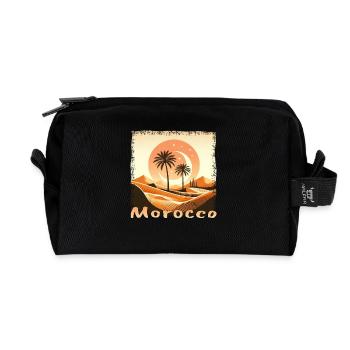 Marokko Sahara Sonnenuntergang mit Palme - Recycelte Kulturtasche - Schwarz - Vorne