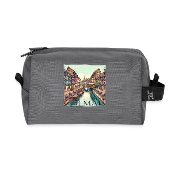 Colmar, France - City of Canals & Canals - Recycled Toiletry Zip Bag - anthracite - Front
