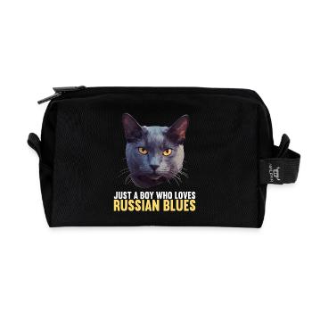 Chat bleu russe Russisch Blau Katze - Trousse de toilette en tissu recyclé - noir - Devant