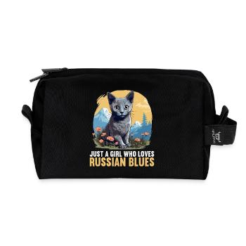 Chat bleu russe Russisch Blau Katze - Trousse de toilette en tissu recyclé - noir - Devant