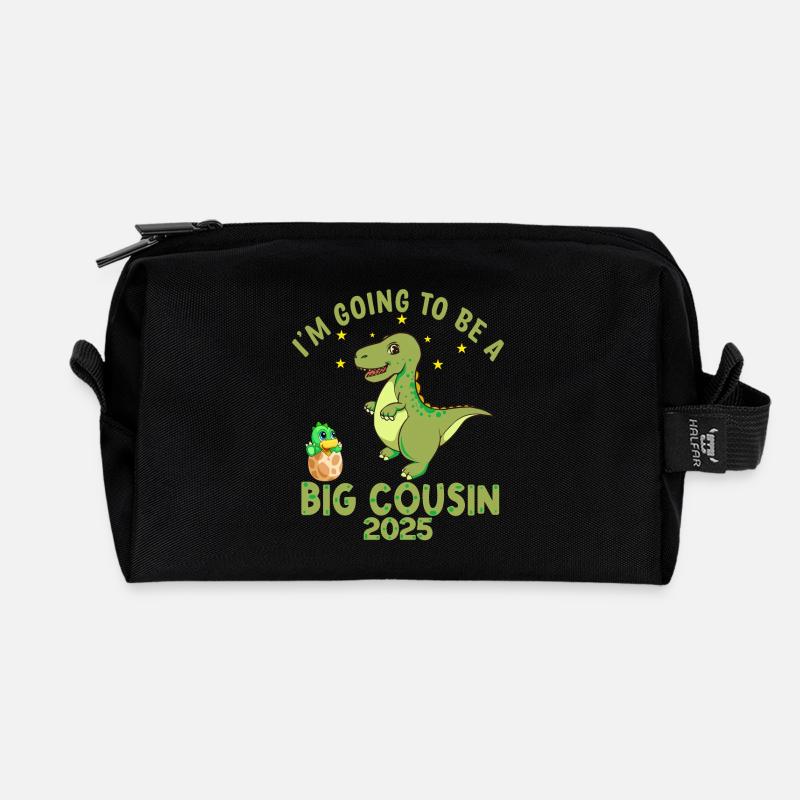 Ich werde ein großer Cousin sein Dinosaurier süßes T-Shirt - Recycelte Kulturtasche - Schwarz