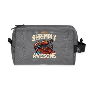 Shrimp Awesome, shrimp on sea almond tree leaf - Recycled Toiletry Zip Bag - anthracite - Front
