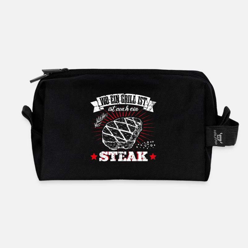 Grillen Steak - Recycelte Kulturtasche - Schwarz
