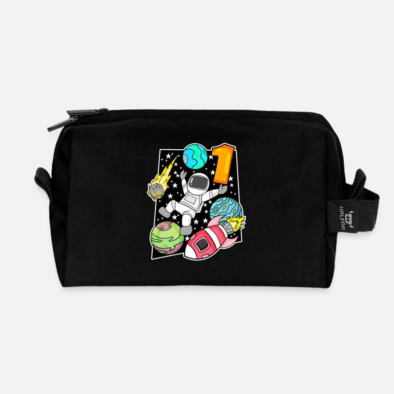 1 Jahr alt - Einschulung - Recycelte Kulturtasche - Schwarz
