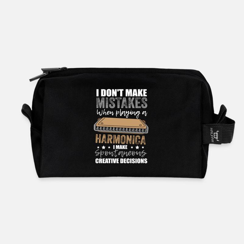 Funny Blues Harmonica Harmonicist Saying Gift - Recycled Toiletry Zip Bag - black