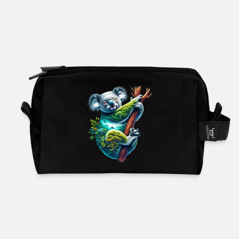Koala - Recycelte Kulturtasche - Schwarz