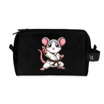 Maus Ratte Karate japanische Kampfkunst Kampfsport - Recycelte Kulturtasche - Schwarz - Vorne