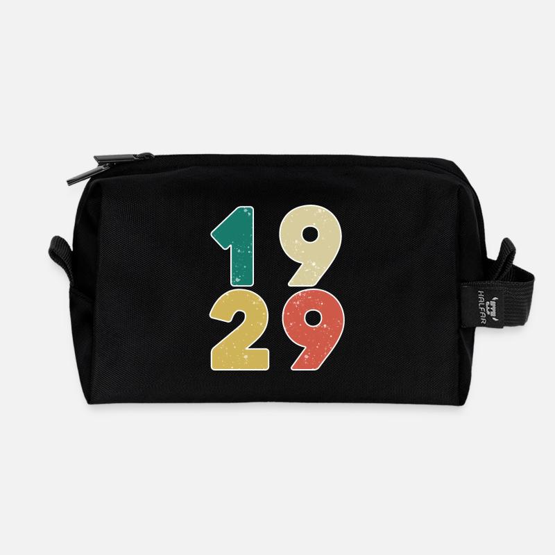 1929 - Year 1929 - Year 1929 - Recycled Toiletry Zip Bag - black
