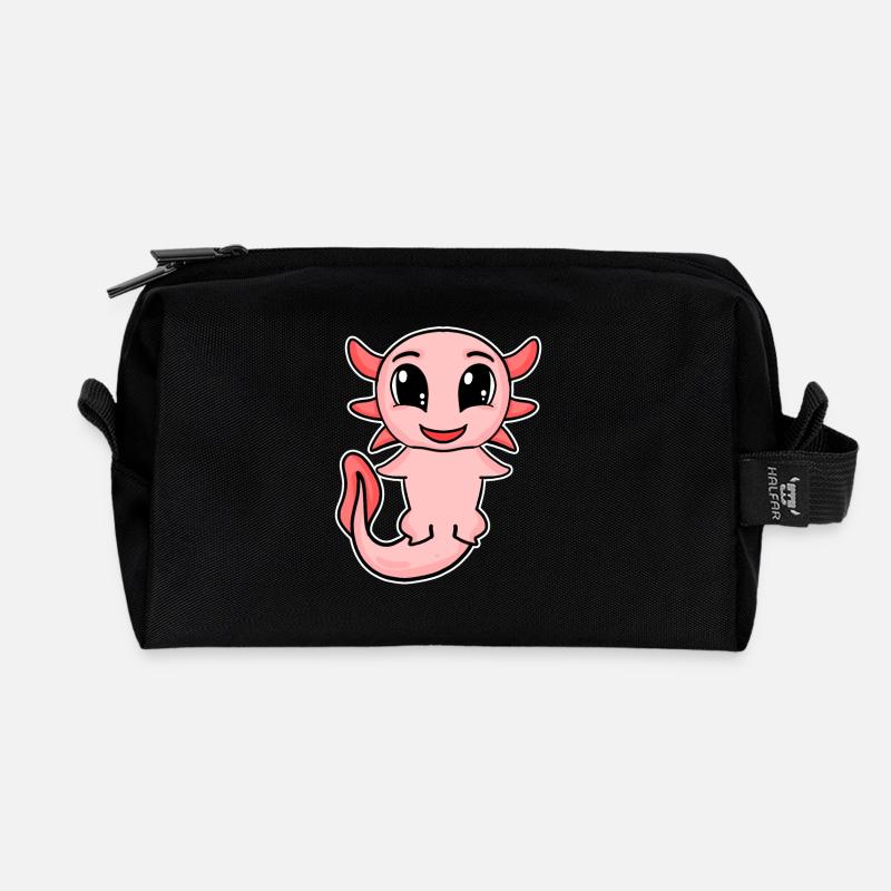 Axolotl Motiv Kinder Niedlich - Recycelte Kulturtasche - Schwarz