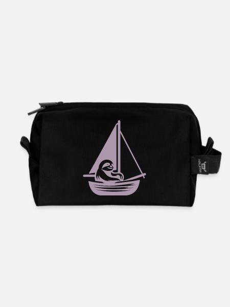 Sommer Segeln Faultier Silhouette Cool - Recycelte Kulturtasche - Schwarz