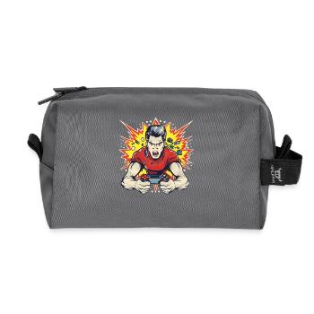 Style de dessin animé de joueur - Trousse de toilette en tissu recyclé - anthracite - Devant