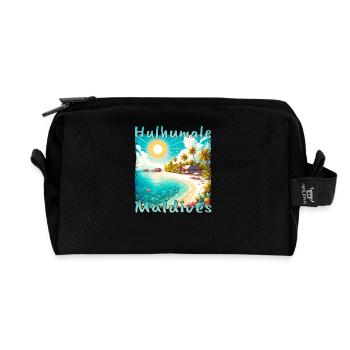 Hulhumale Malediven Sommer Strand Sonne Grunge - Recycelte Kulturtasche - Schwarz - Vorne