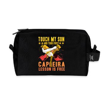 Berühre meinen Sohn und deine erste Capoeira-Lektion ist - Recycelte Kulturtasche - Schwarz - Vorne