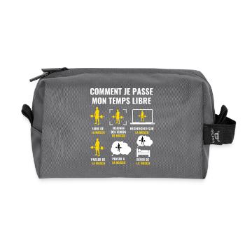 HOW I SPEND MY FREE TIME - strength training - Recycled Toiletry Zip Bag - anthracite - Front